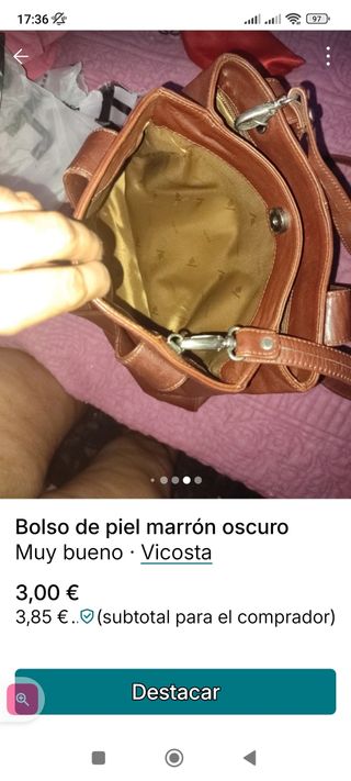 Bolso bandolera piel auténtica