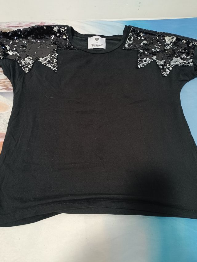 Top paillettes nero