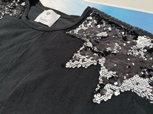 Top paillettes nero