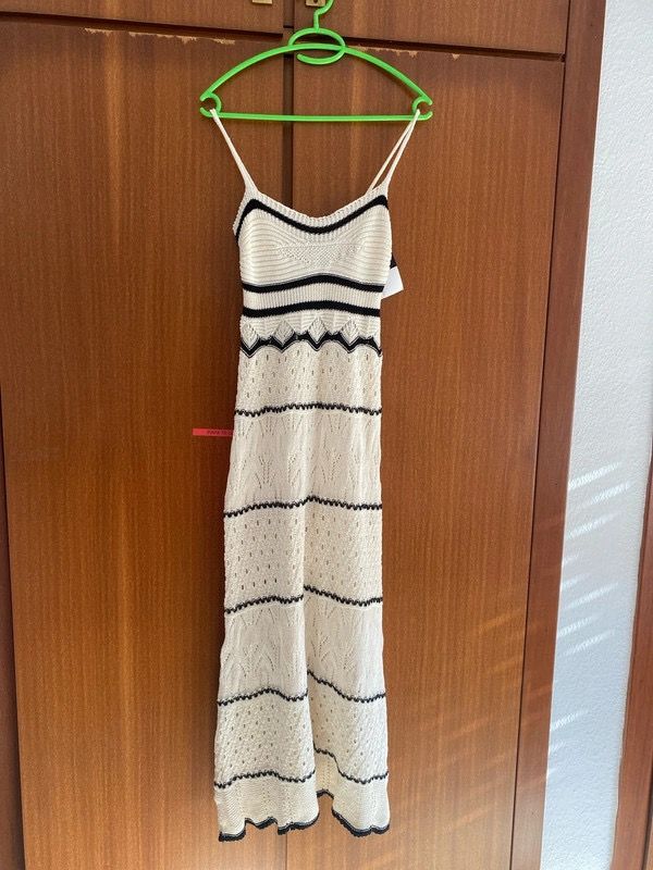 Vestido crochet blanco y negro