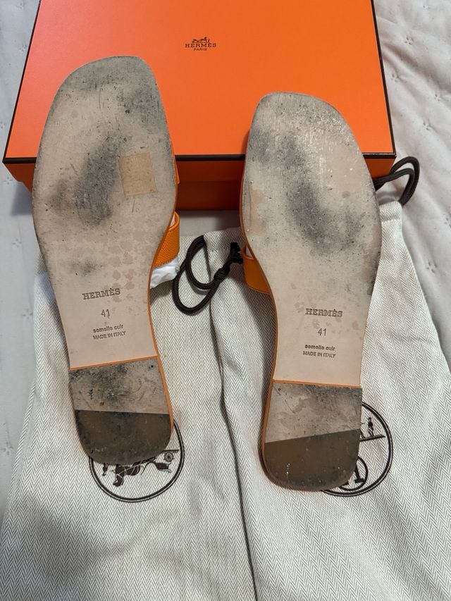 Sandalias Hermes Oran Orange Sunset Epsom leather