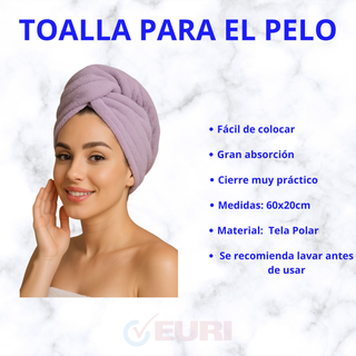 Set Cuidado Cabello: Turbante, Rulos, Guante