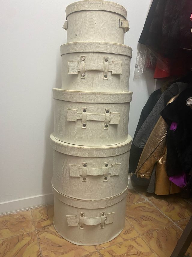 5 Cajas Vintage beige