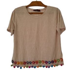 Camiseta La vie en rose beige multicolor