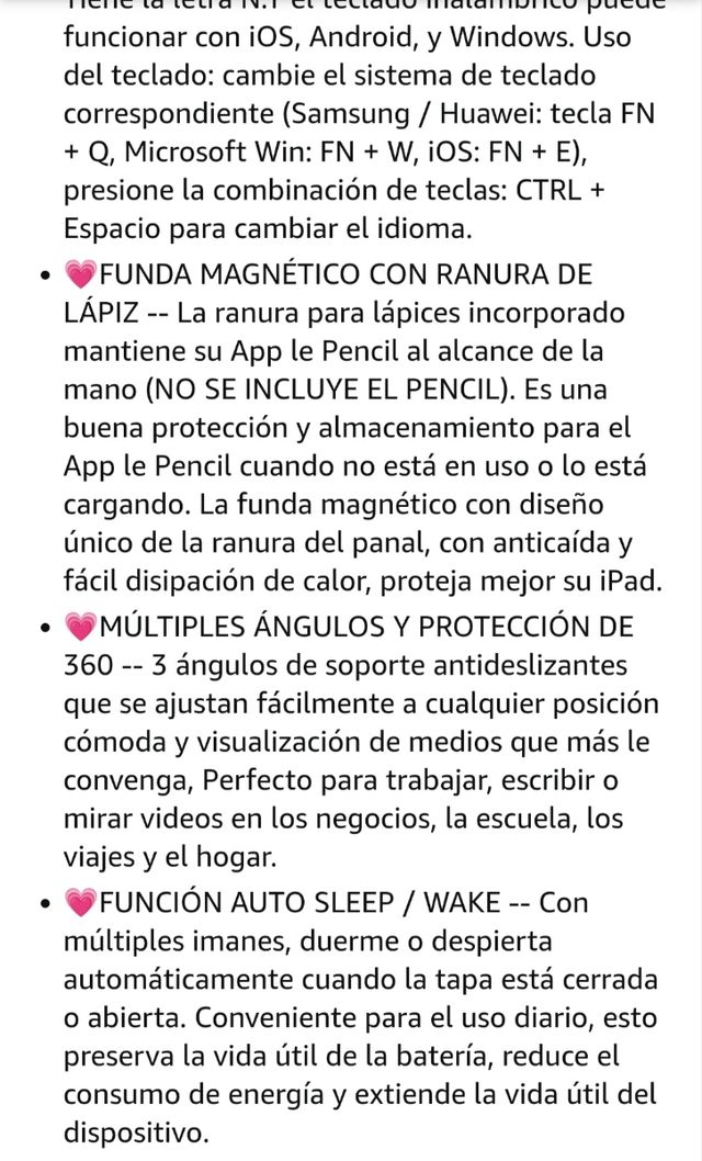 Funda teclado iPad 10.2" rosa.