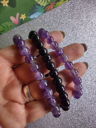 Pulseras piedra Amatista Ónix y Agata - 3uds
