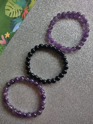Pulseras piedra Amatista Ónix y Agata - 3uds