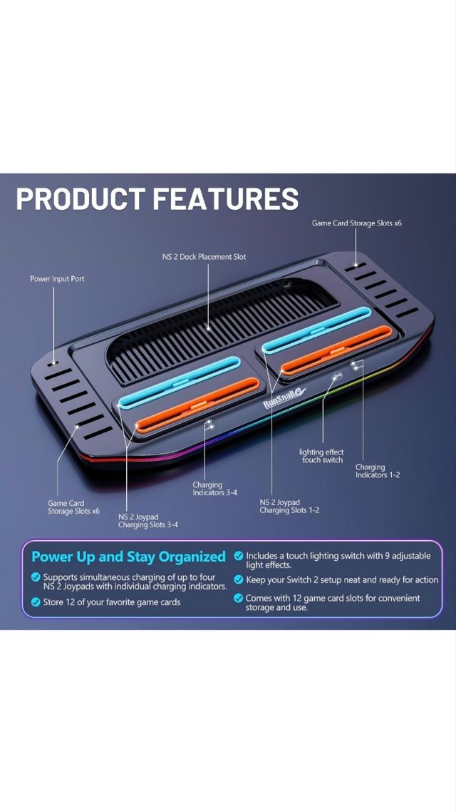 Base carga multifunción RunSnail NS2 para 4 mandos