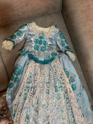 Traje Fallera niña azul turquesa