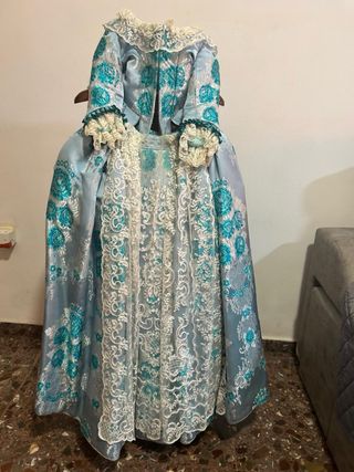 Traje Fallera niña azul turquesa