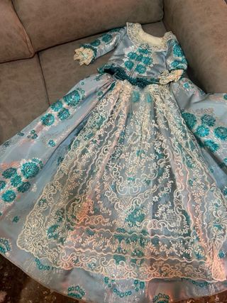 Traje Fallera niña azul turquesa