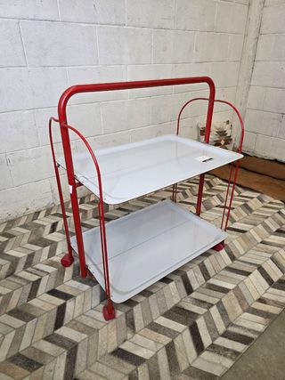 Camarera plegable vintage Raquer blanco y rojo
