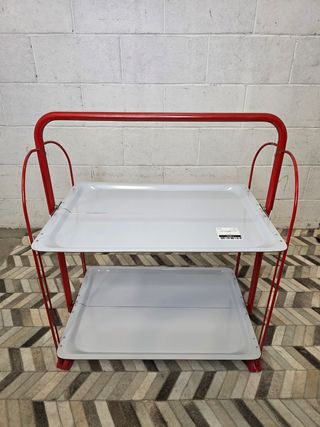 Camarera plegable vintage Raquer blanco y rojo