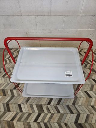 Camarera plegable vintage Raquer blanco y rojo
