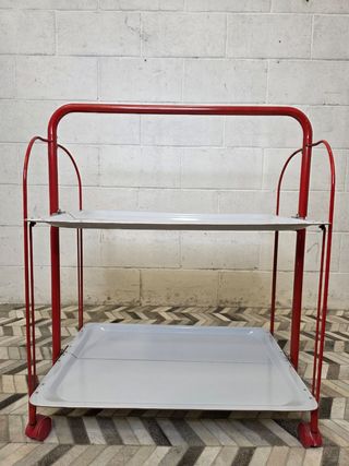 Camarera plegable vintage Raquer blanco y rojo