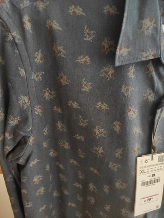 Camisa Zara Man XL - Azul estampada