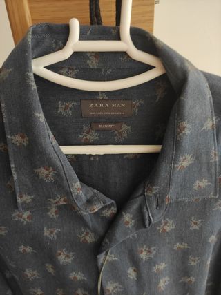 Camisa Zara Man XL - Azul estampada