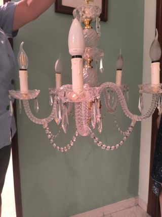 Lampara techo cristal roca dorada