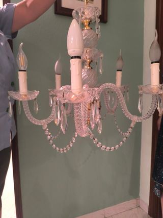 Lampara techo cristal roca dorada