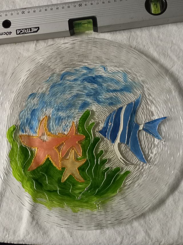 Piatto vetro decorato a mano