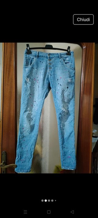 Jeans uomo blu con stampe