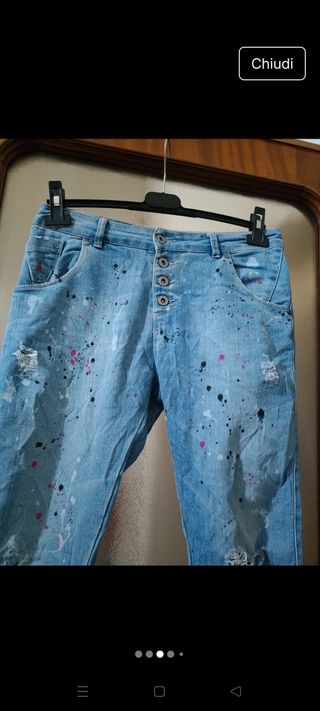 Jeans uomo blu con stampe