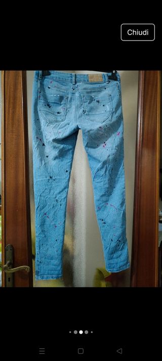 Jeans uomo blu con stampe