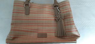 Bolso rafia beige y naranja