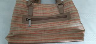 Bolso rafia beige y naranja
