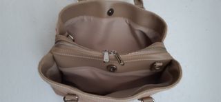 Bolso rafia beige y naranja