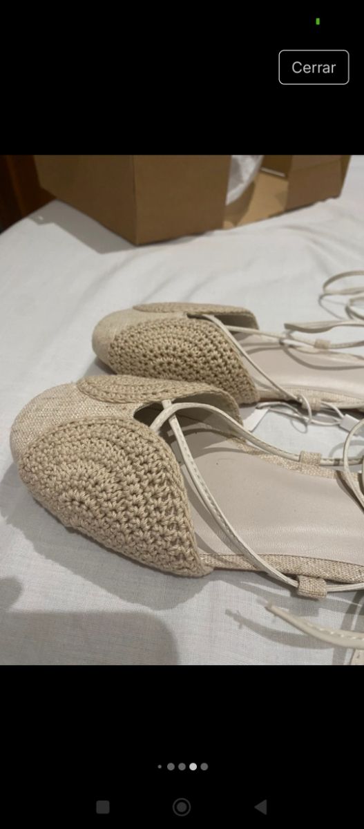 Alpargatas Mango beige crochet