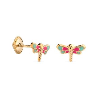 Pendientes libélula oro y esmalte