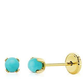 Pendientes oro turquesa 4mm