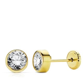 Pendientes oro circonita 5mm