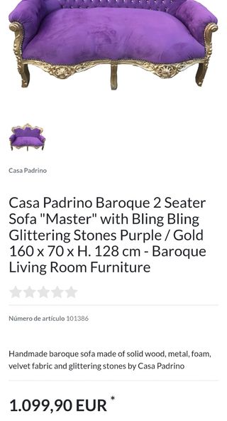Divano Barocco Casa Padrino 2 posti