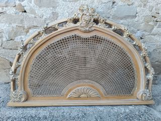 Cabecero cama vintage de mimbre y madera