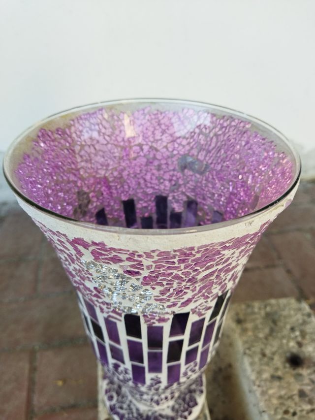 Vaso mosaico viola e argento