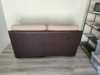 Sofá 2 plazas marrón chocolate y beis