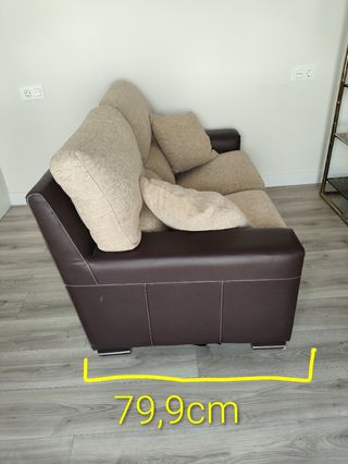 Sofá 2 plazas marrón chocolate y beis