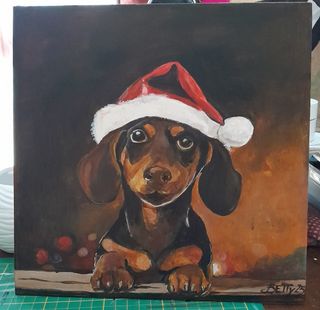 Quadro bassotto Natale
