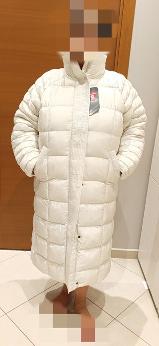 Piumino lungo Nike panna donna