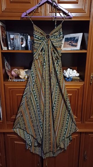 VESTIDO MIDI BOHO-CHIC HOMBROS  ESPALDA AL AIRE 