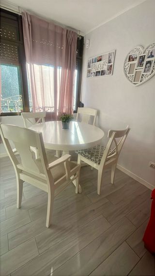 Mesa redonda vintage blanca - madera