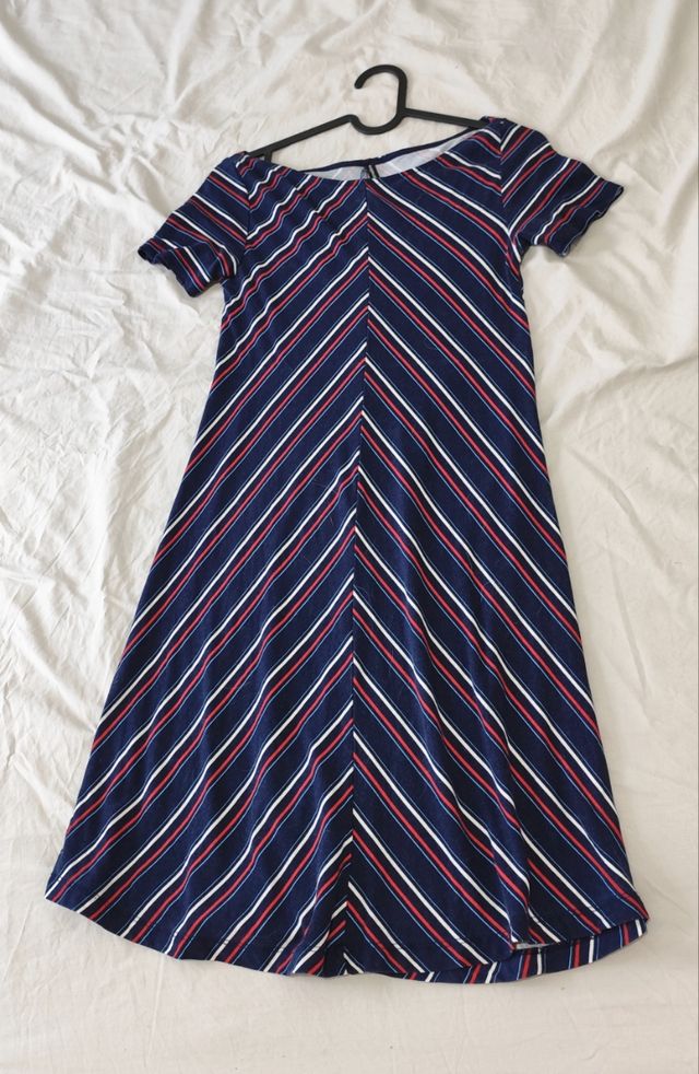 Vestido rayas azul-rojo