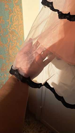 Vestito bimba elegante, nero e pesca