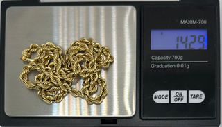 Cadena Salomónica de oro de 18k, 14.29 g, 51 cm.