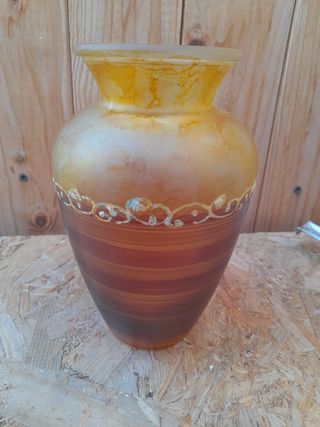 Vaso vetro marrone e giallo
