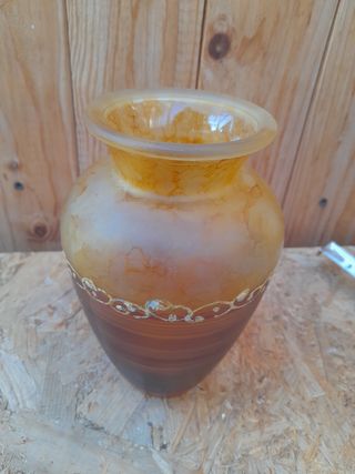 Vaso vetro marrone e giallo