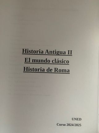 Apuntes Historia Antigua II: Roma UNED
