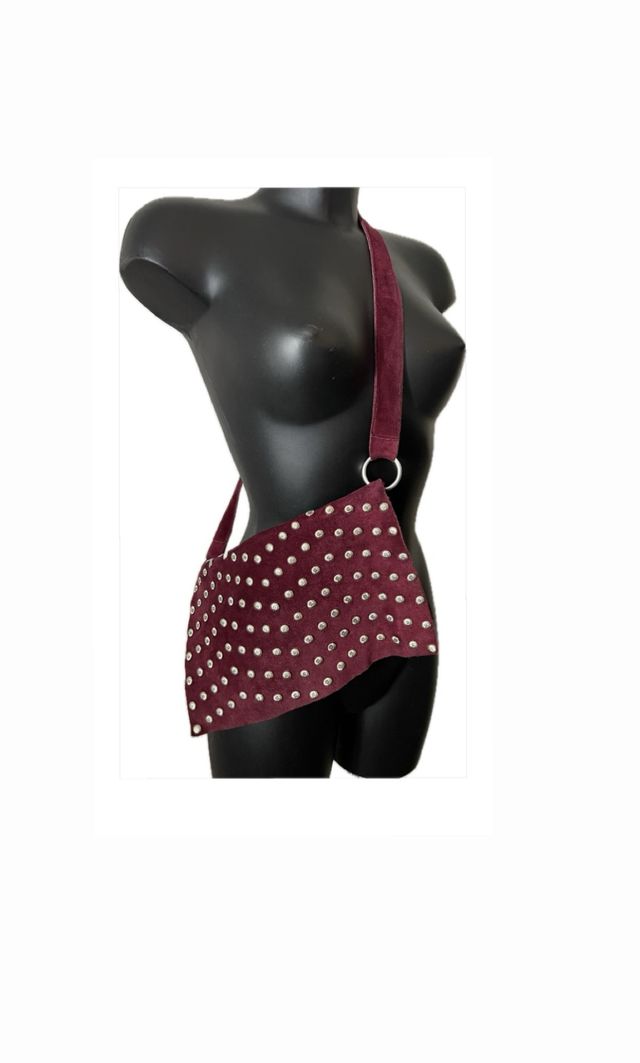 Borsa Camoscio bourdeaux - Borchie Argento